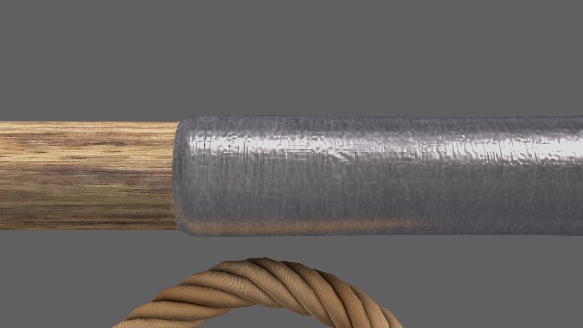 Kusarigama axe with rope 3D model_6