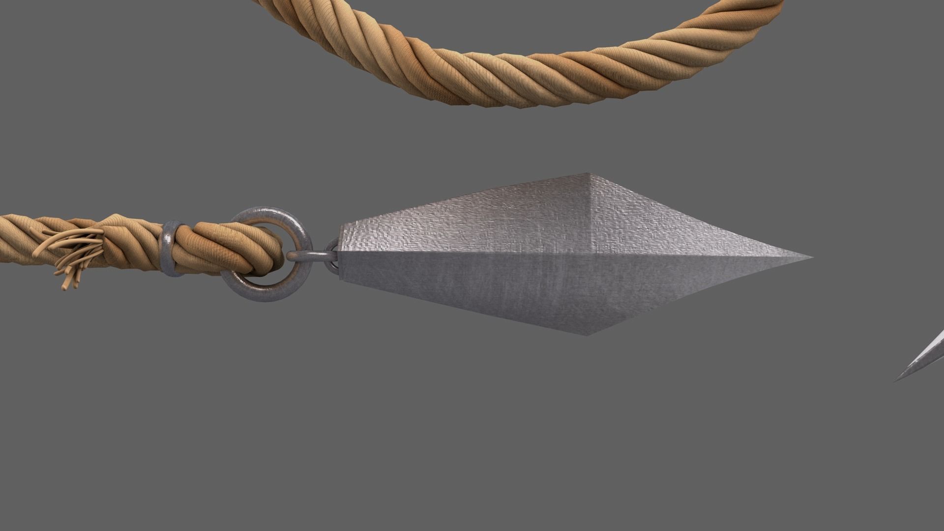Kusarigama axe with rope 3D model_8