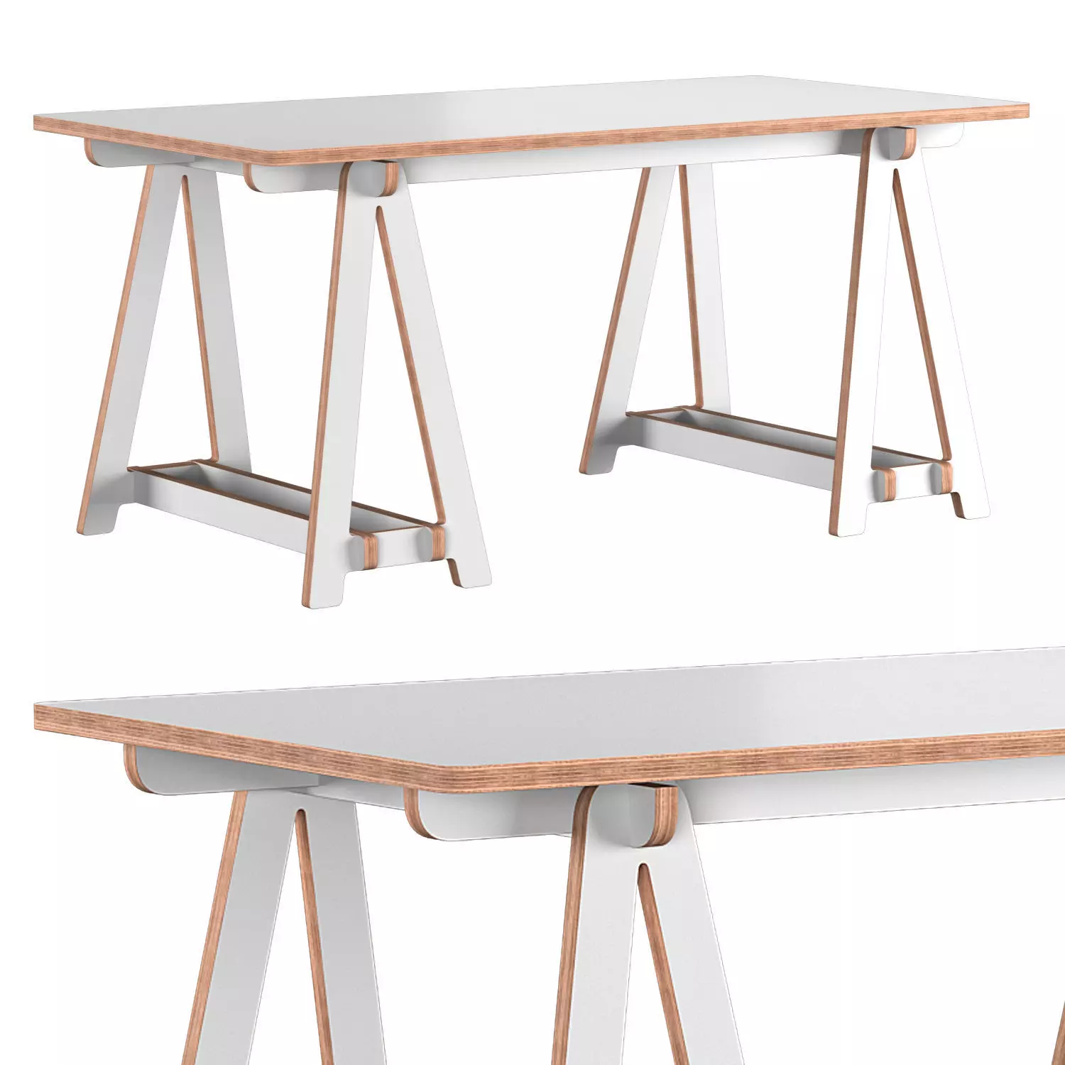 Trestle Table Medium 3D model_0