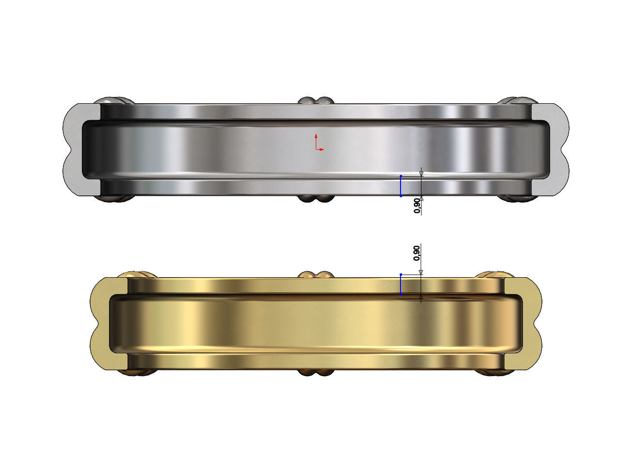 Solid double wire ring with links 3D print model_8