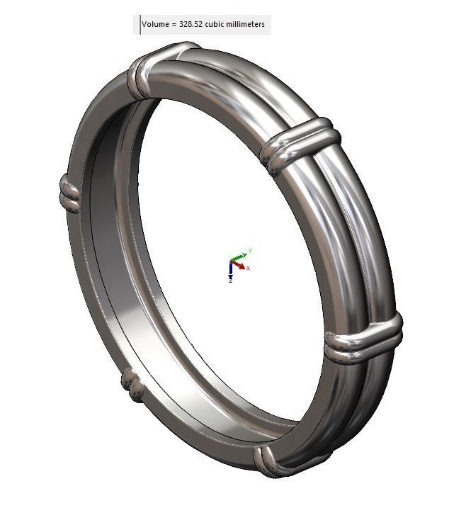 Solid double wire ring with links 3D print model_10