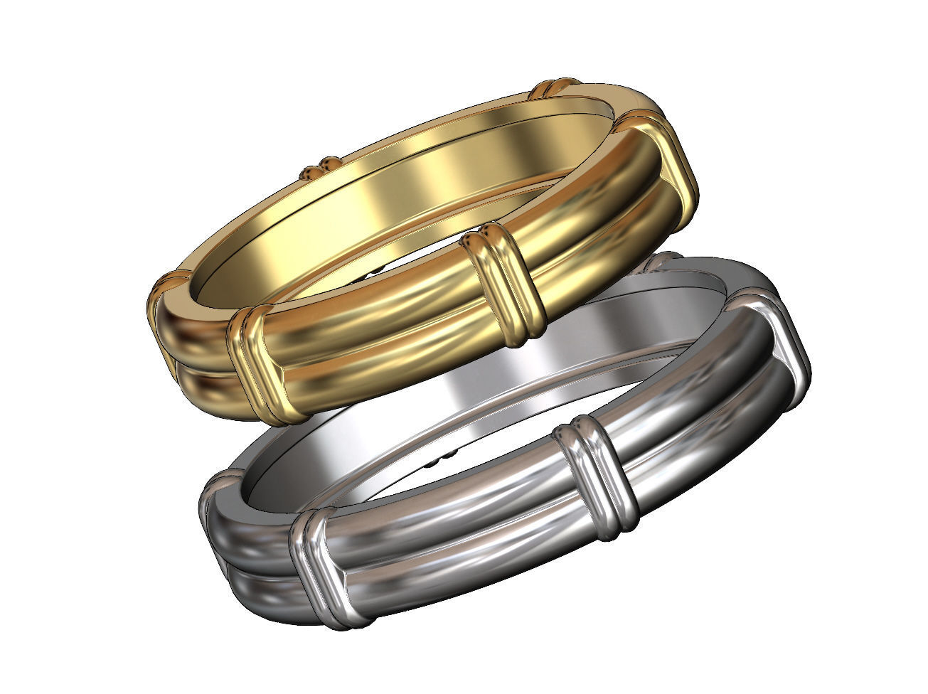 Solid double wire ring with links 3D print model_2