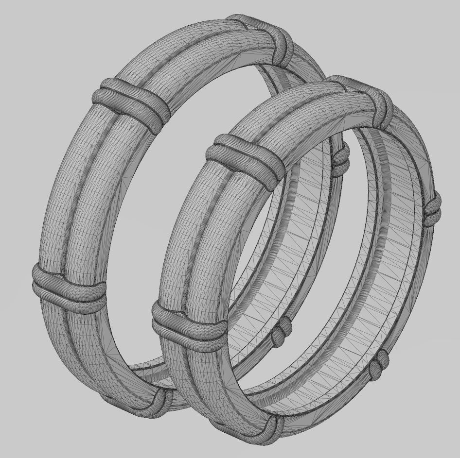 Solid double wire ring with links 3D print model_11