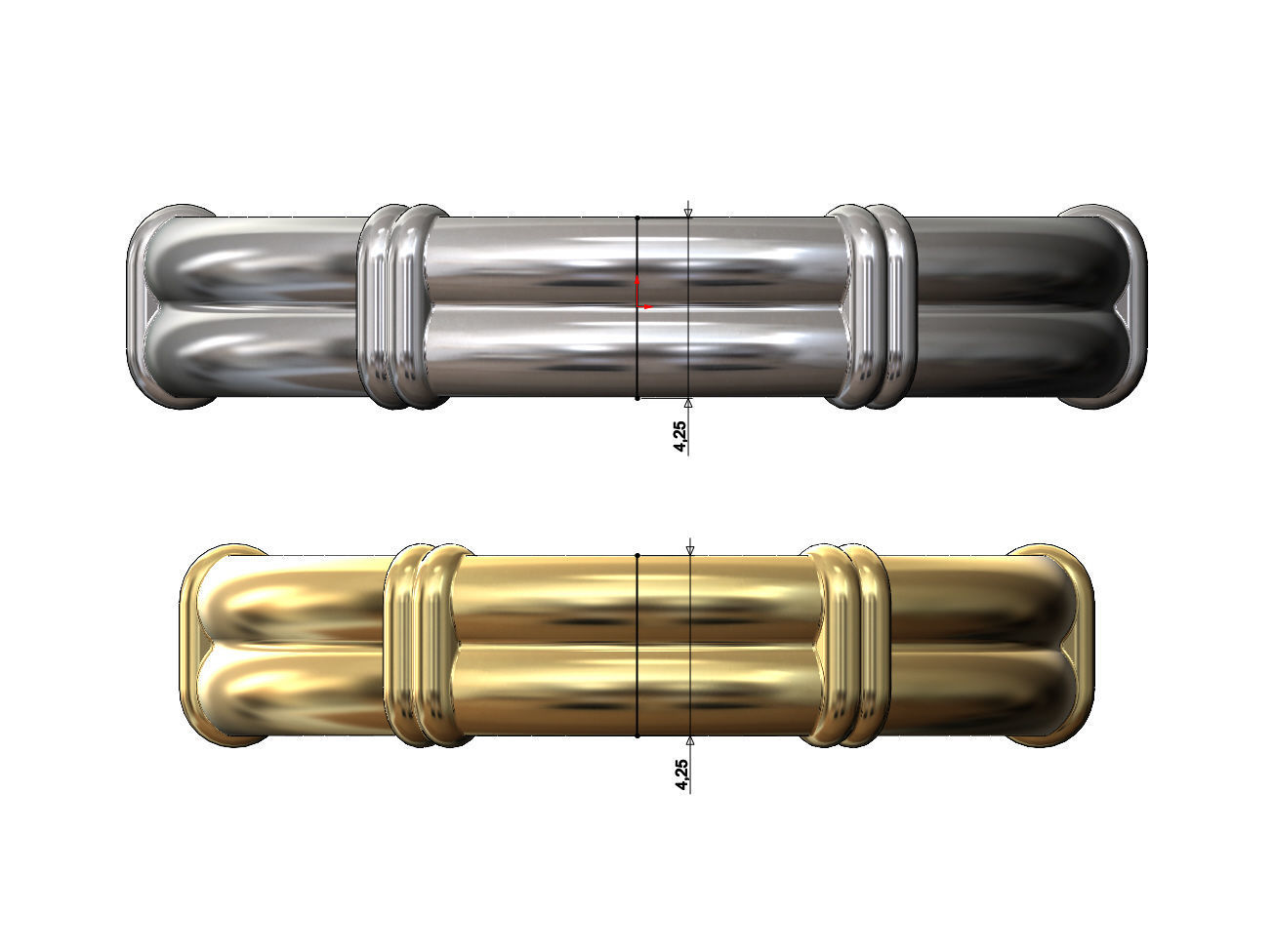 Solid double wire ring with links 3D print model_6