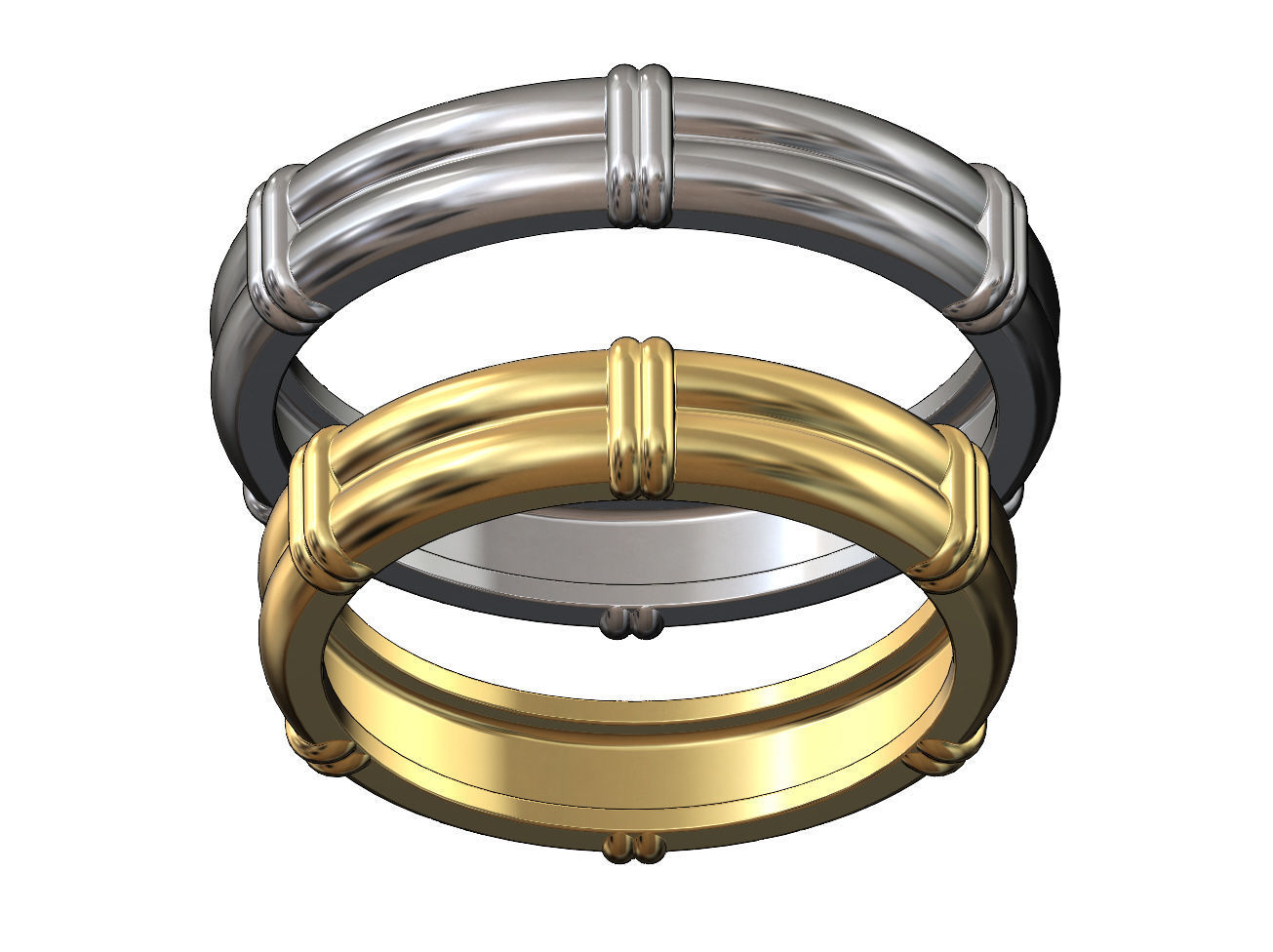 Solid double wire ring with links 3D print model_1