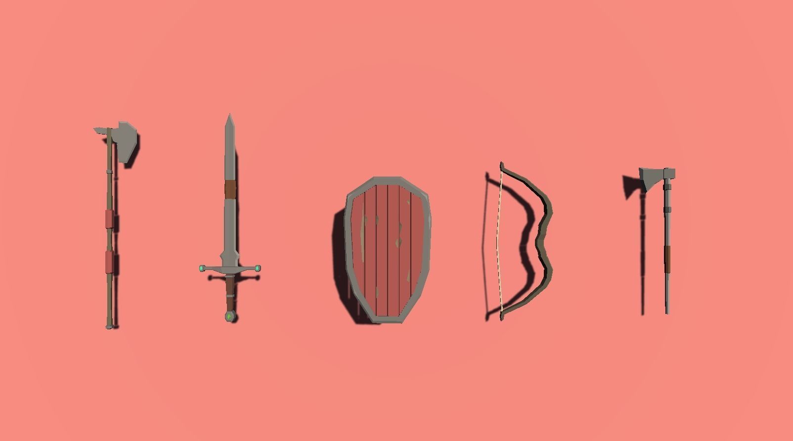 Huge Lowpoly Medieval Weapon Pack Low-poly 3D model_3