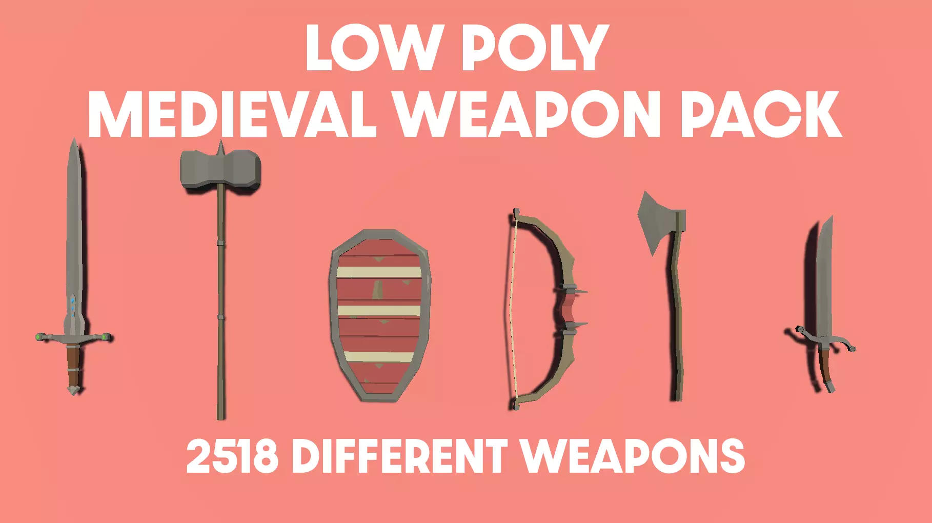 Huge Lowpoly Medieval Weapon Pack Low-poly 3D model_0