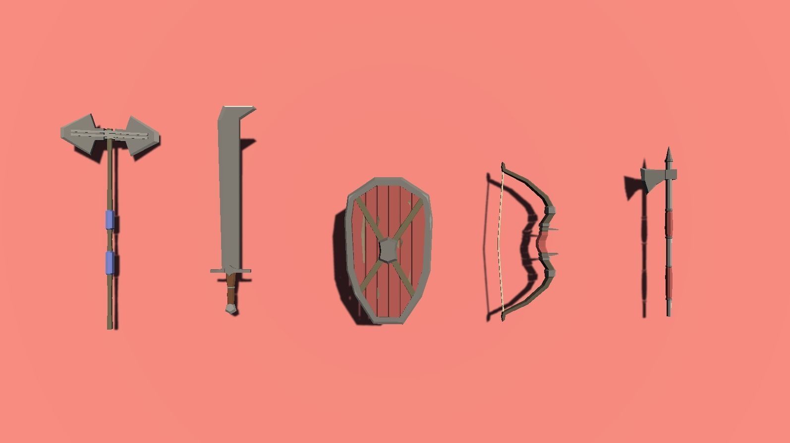 Huge Lowpoly Medieval Weapon Pack Low-poly 3D model_4