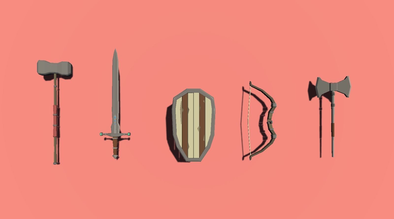 Huge Lowpoly Medieval Weapon Pack Low-poly 3D model_5