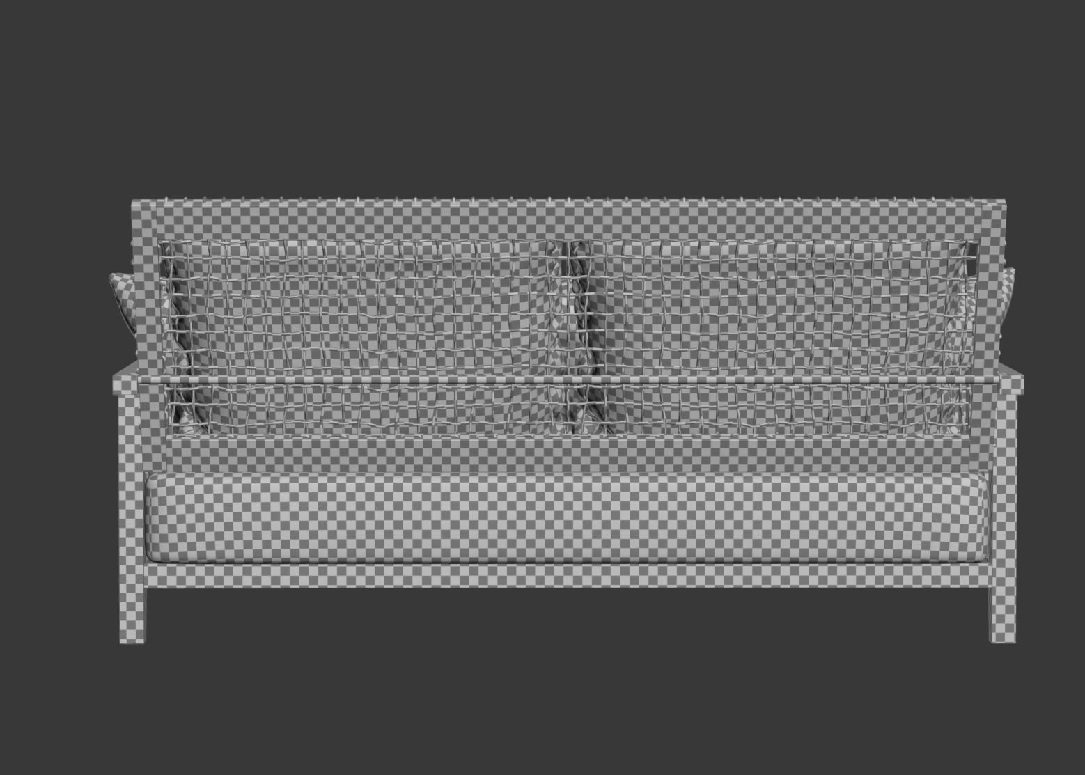 Double wooden garden sofa with plaid 3D model_10