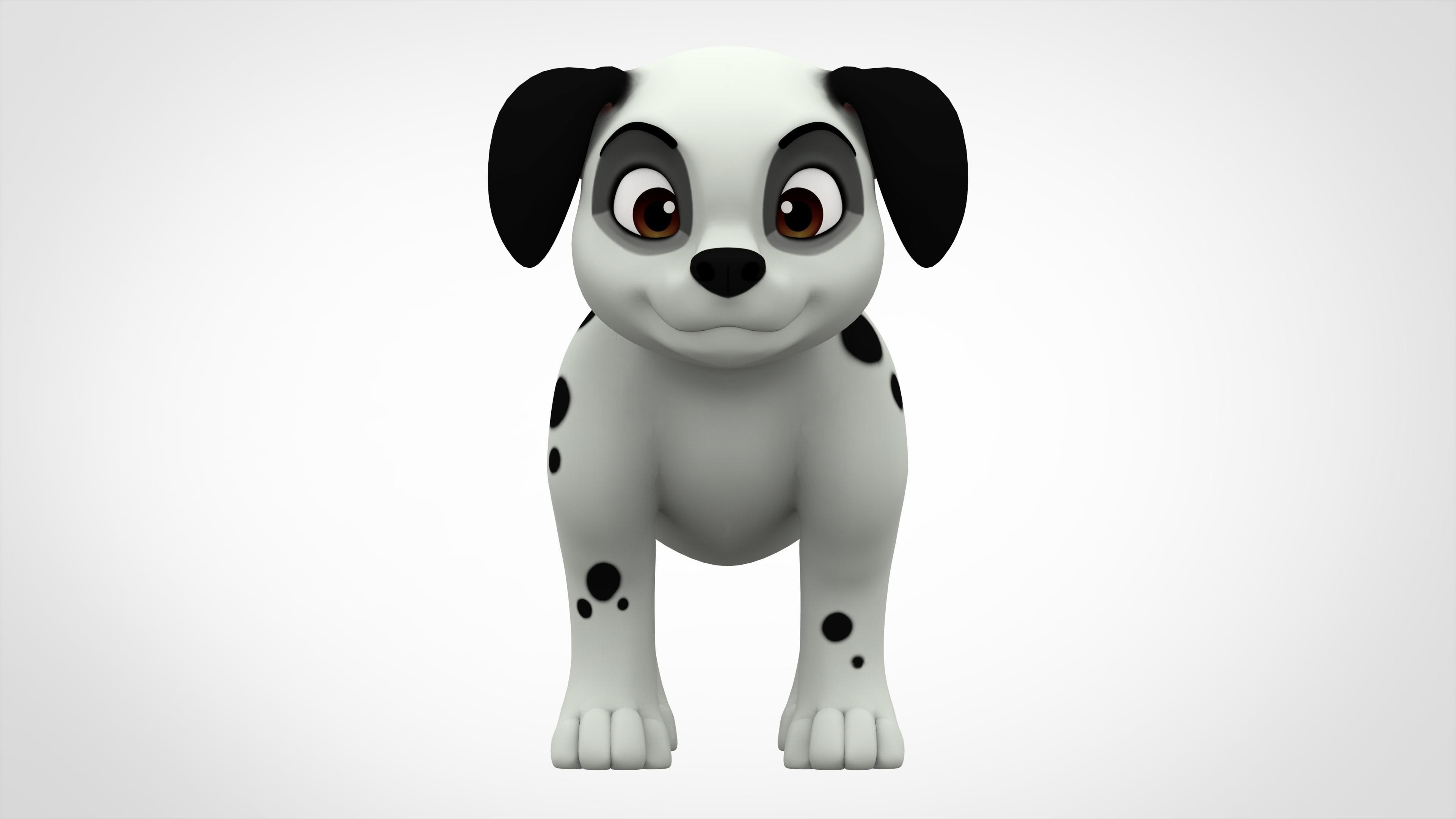 Dalmatian Puppy  Low-poly 3D model_1