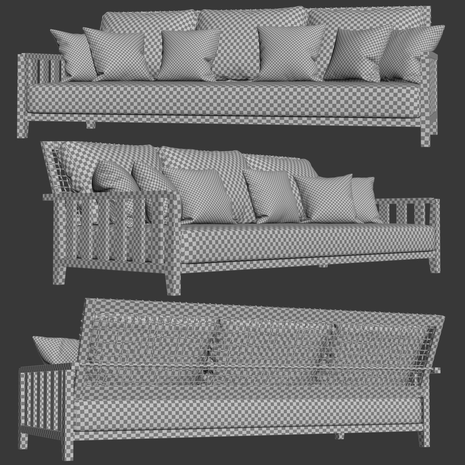 Three-seater garden sofa  3D model_6