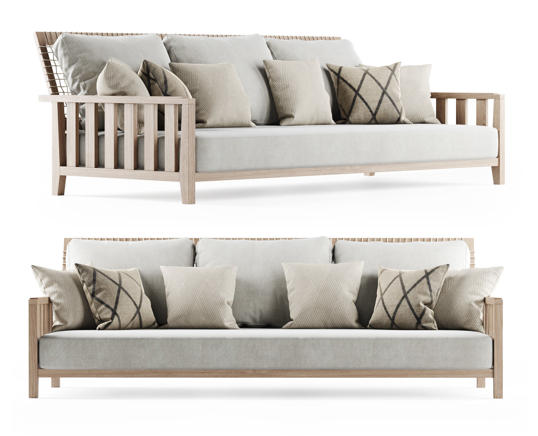 Three-seater garden sofa  3D model_2