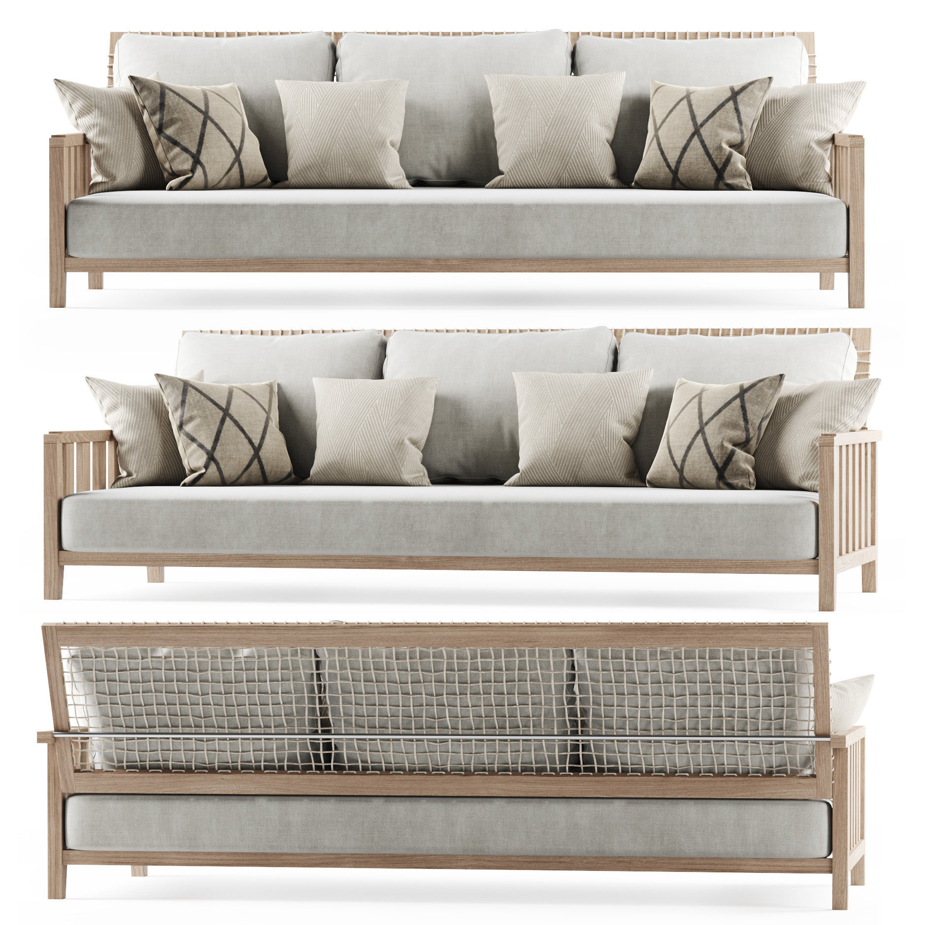 Three-seater garden sofa  3D model_3