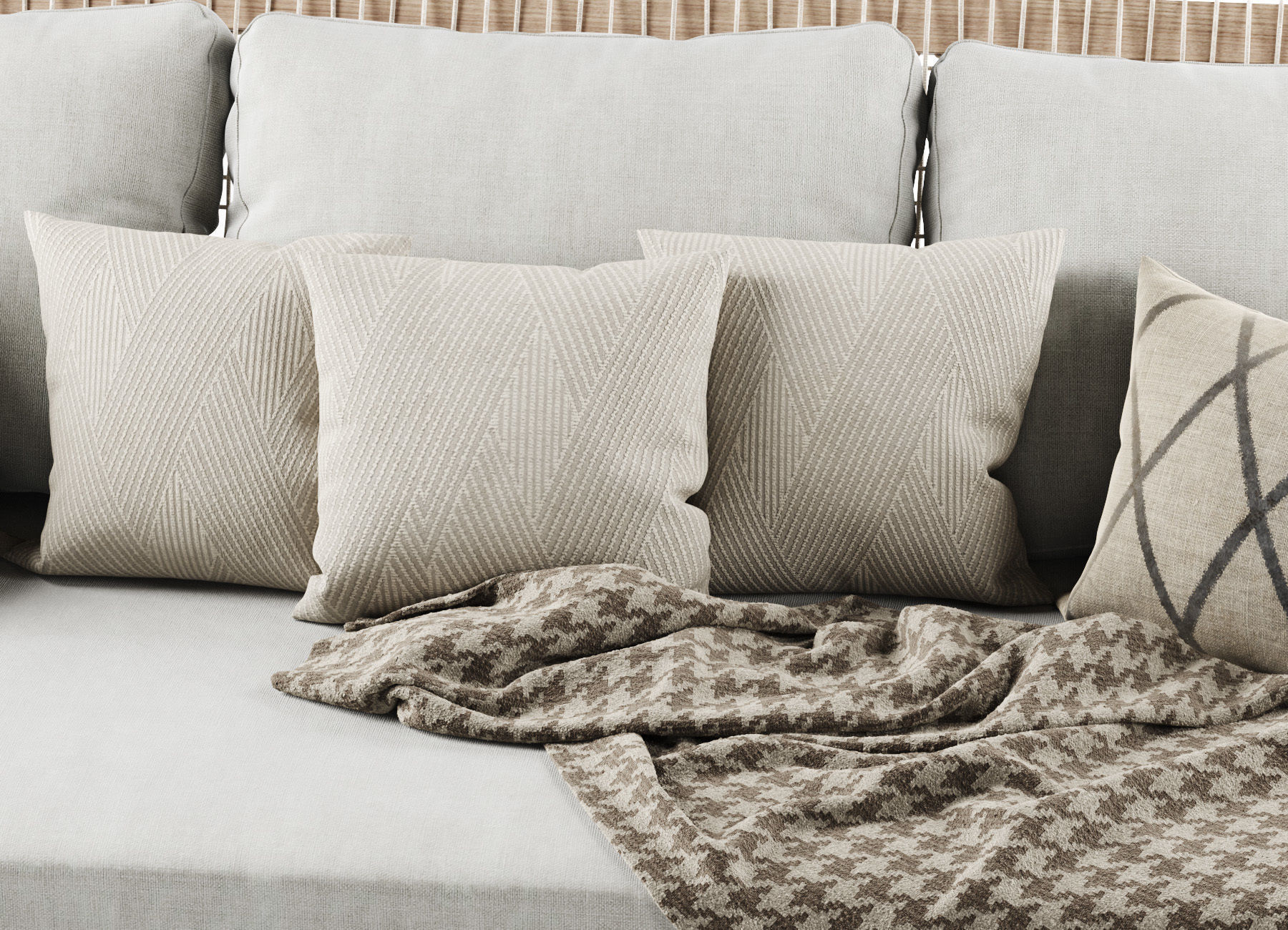 Three-seater garden sofa with plaid 3D model_5