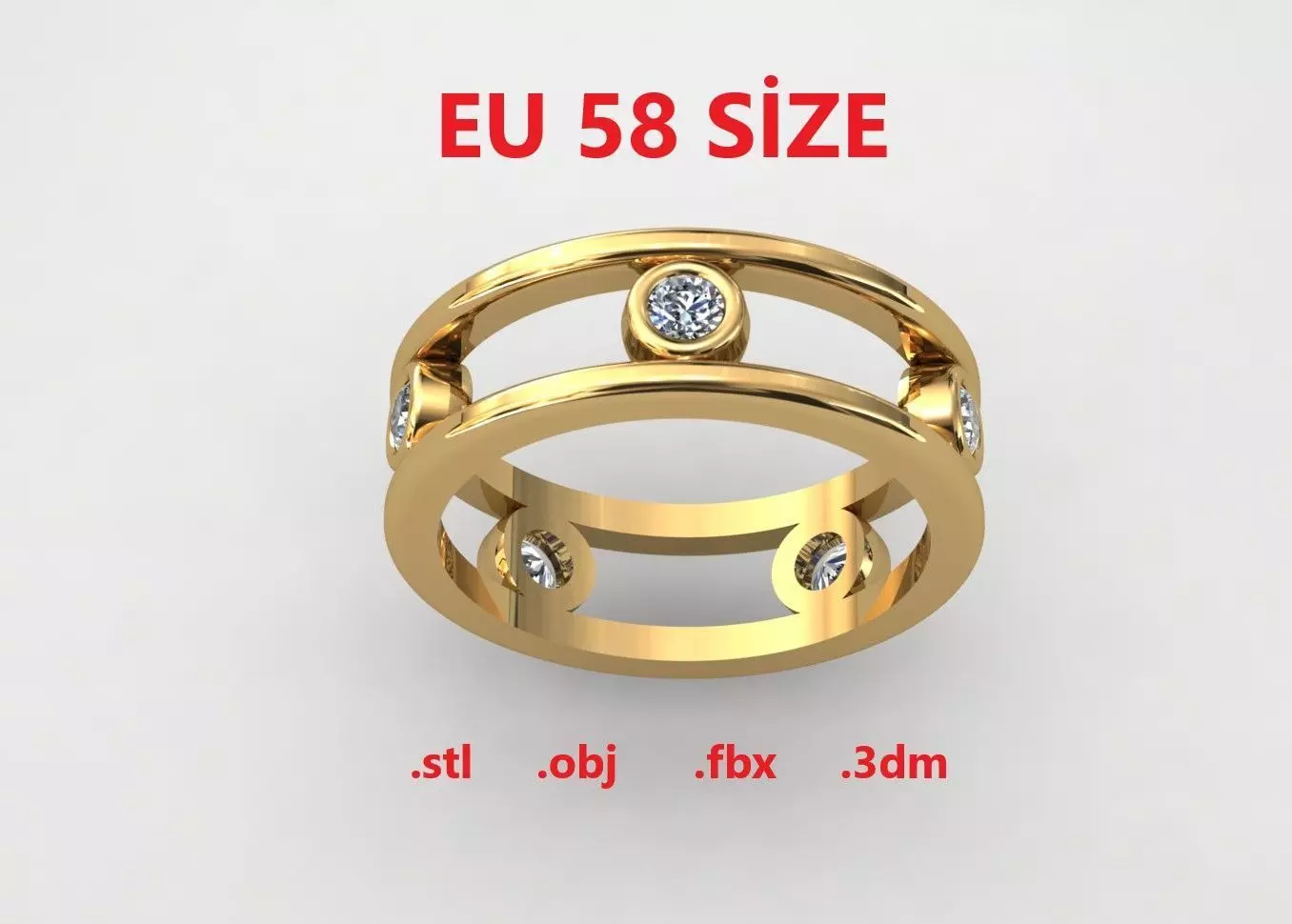 Model 197 New Tiffany Diamond Ring  EU 58 Size 3D print model_0