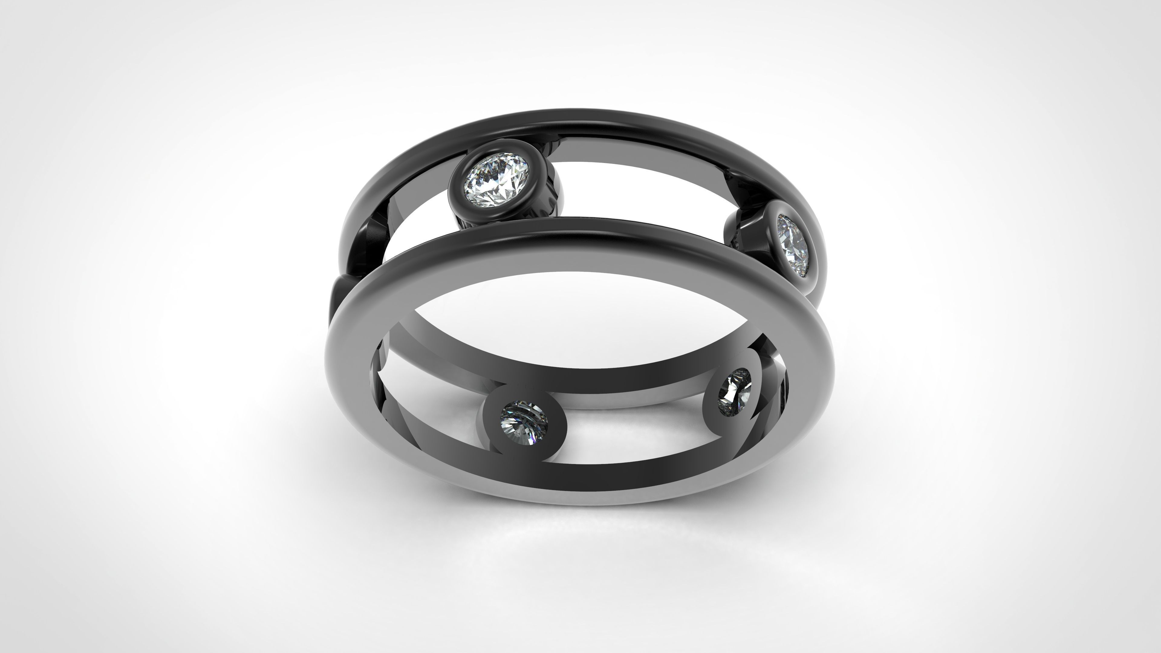 Model 197 New Tiffany Diamond Ring  EU 58 Size 3D print model_2