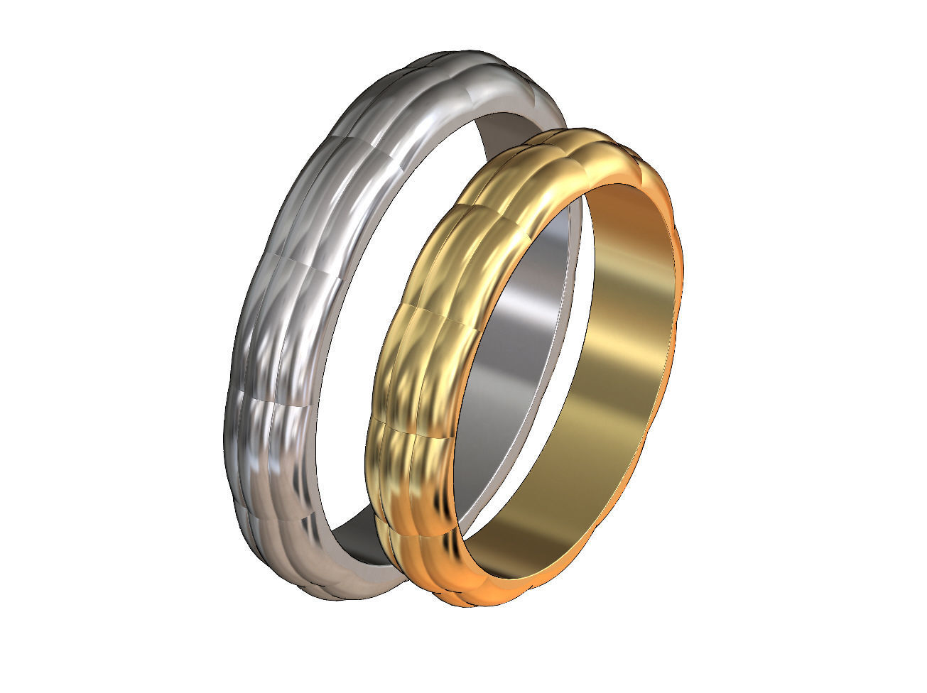 Rounded faceted ring 3D print model_1
