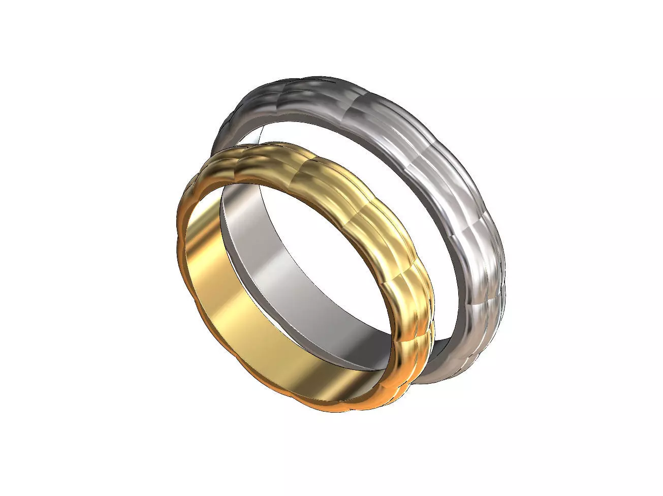 Rounded faceted ring 3D print model_0