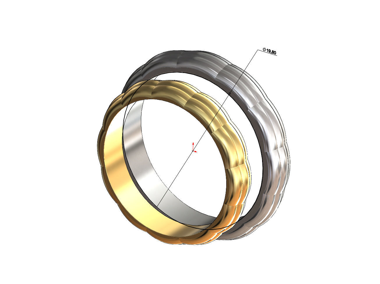 Rounded faceted ring 3D print model_4