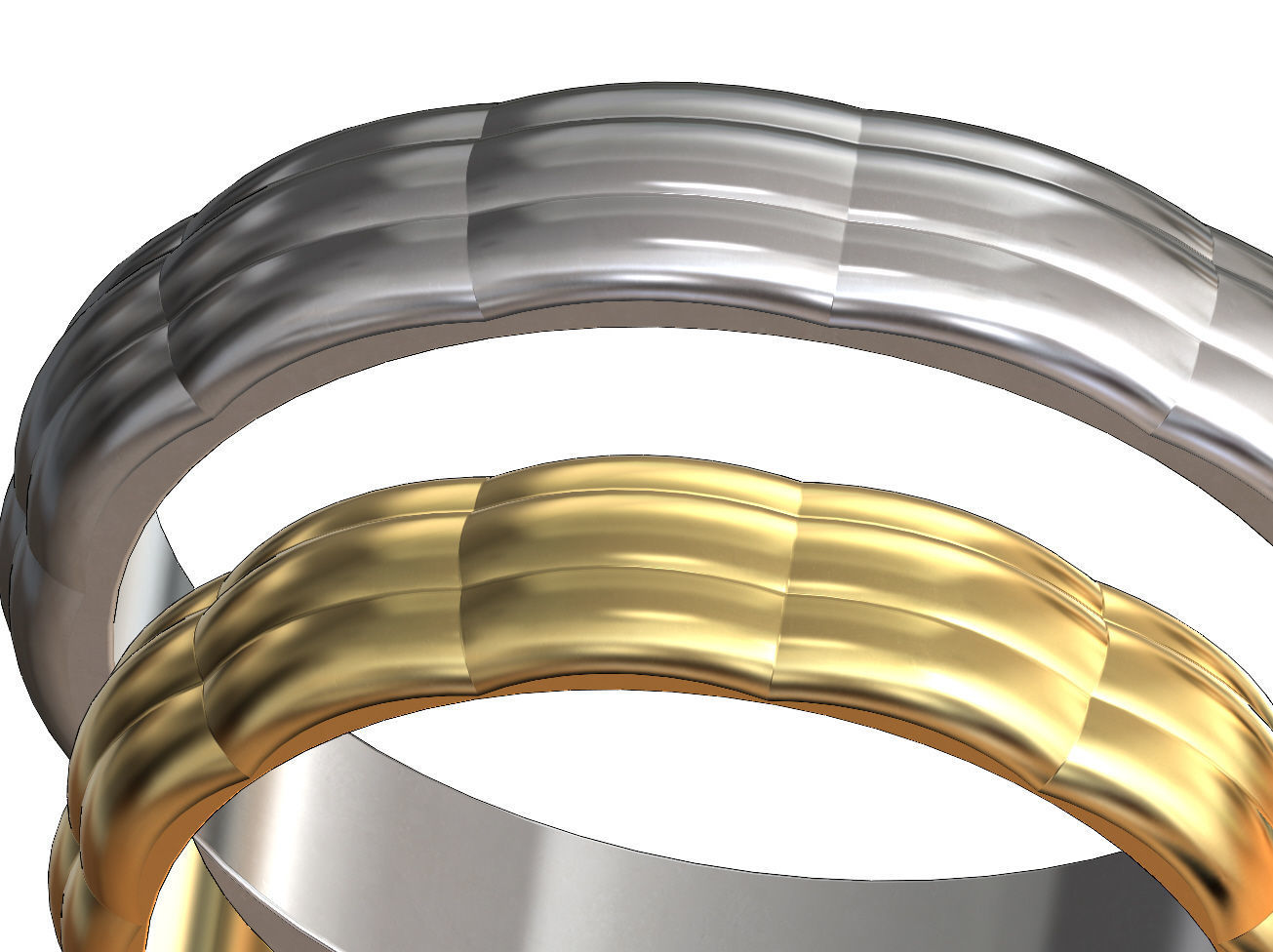 Rounded faceted ring 3D print model_3