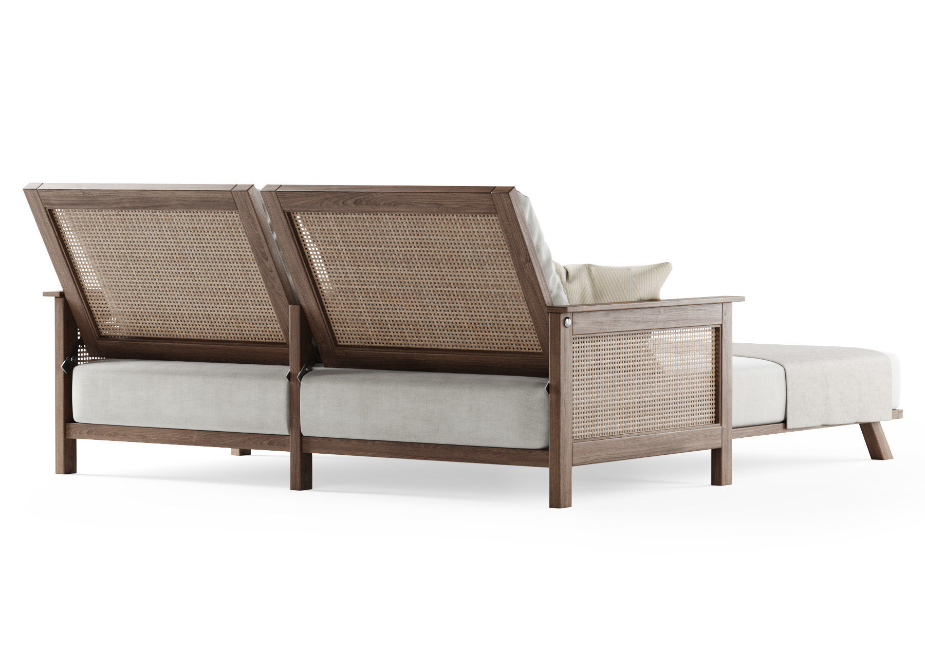 Wooden double daybed  3D model_4