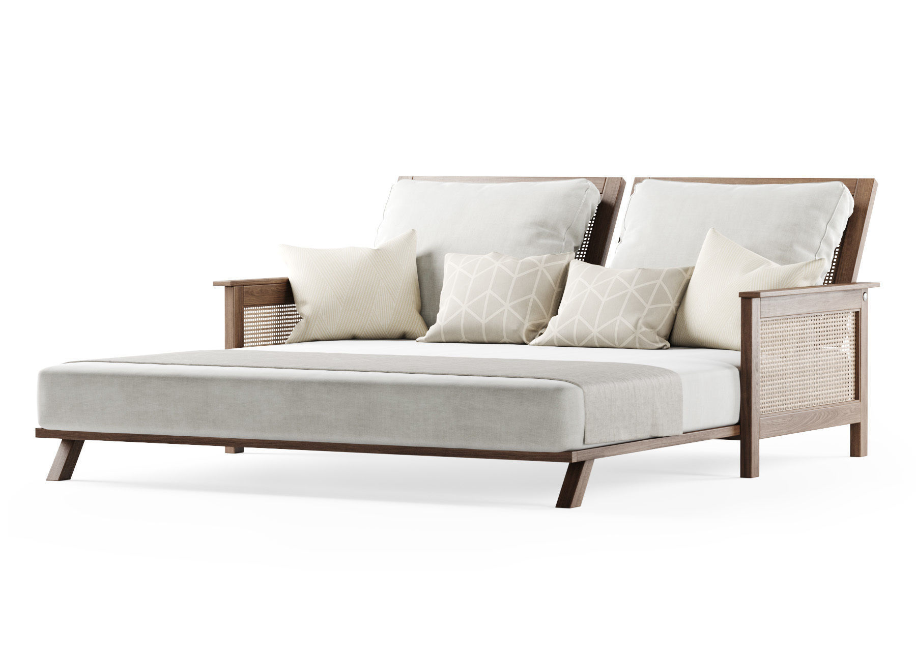 Wooden double daybed  3D model_1