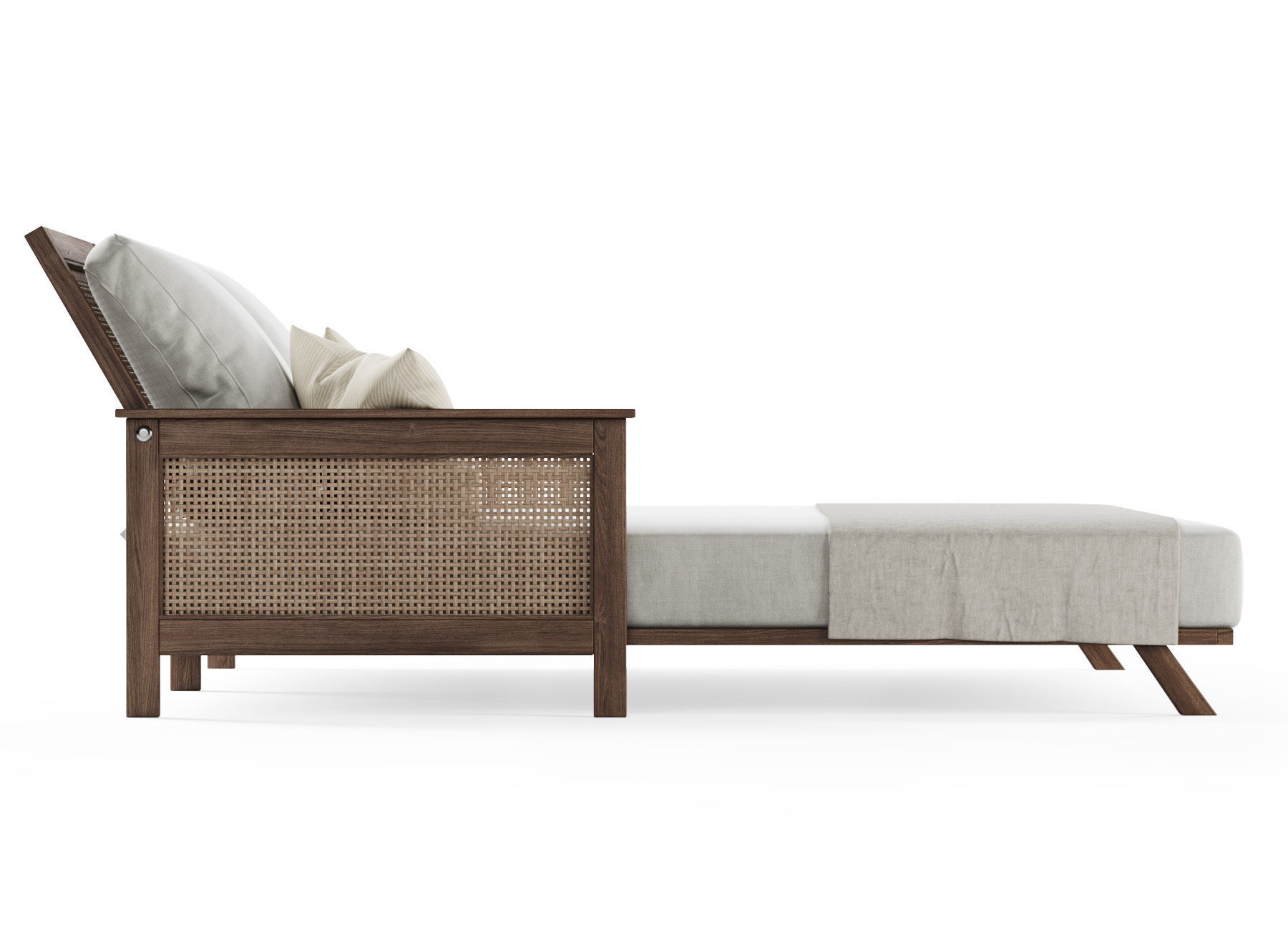 Wooden double daybed  3D model_5