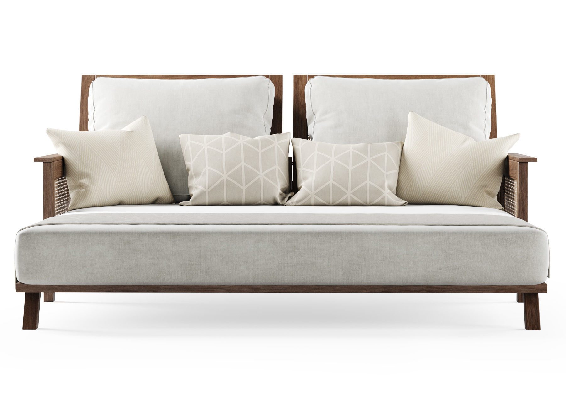 Wooden double daybed  3D model_2