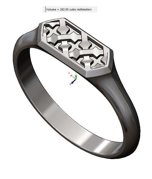 Hexagonal Moucharabih motif signet ring 3D print model_7