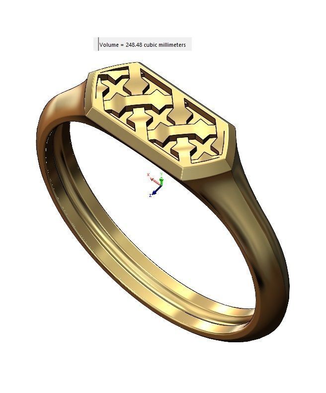 Hexagonal Moucharabih motif signet ring 3D print model_8