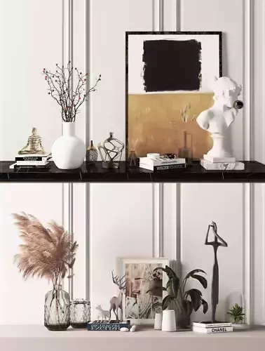 Modern Decorative sets with lights and render setup 3D model