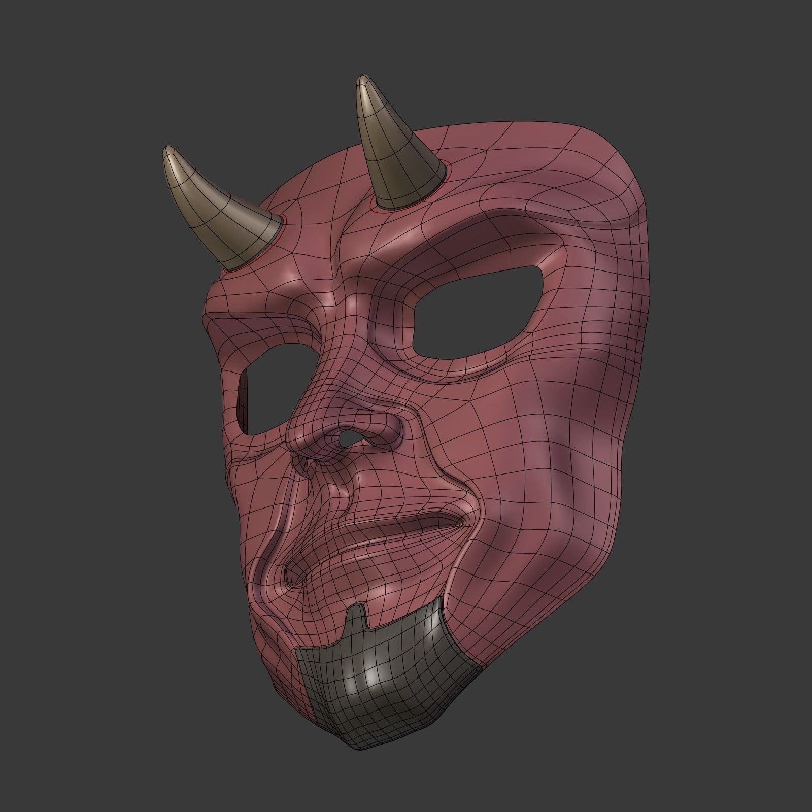 Devil Mask Low-poly 3D model_12