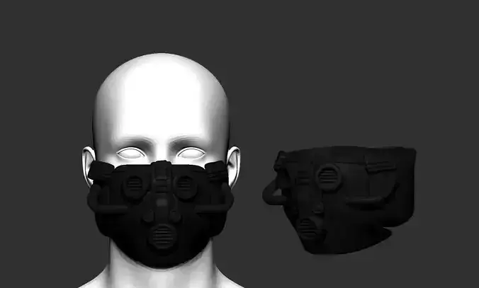 Gas mask helmet 3d model scifi Low-poly 