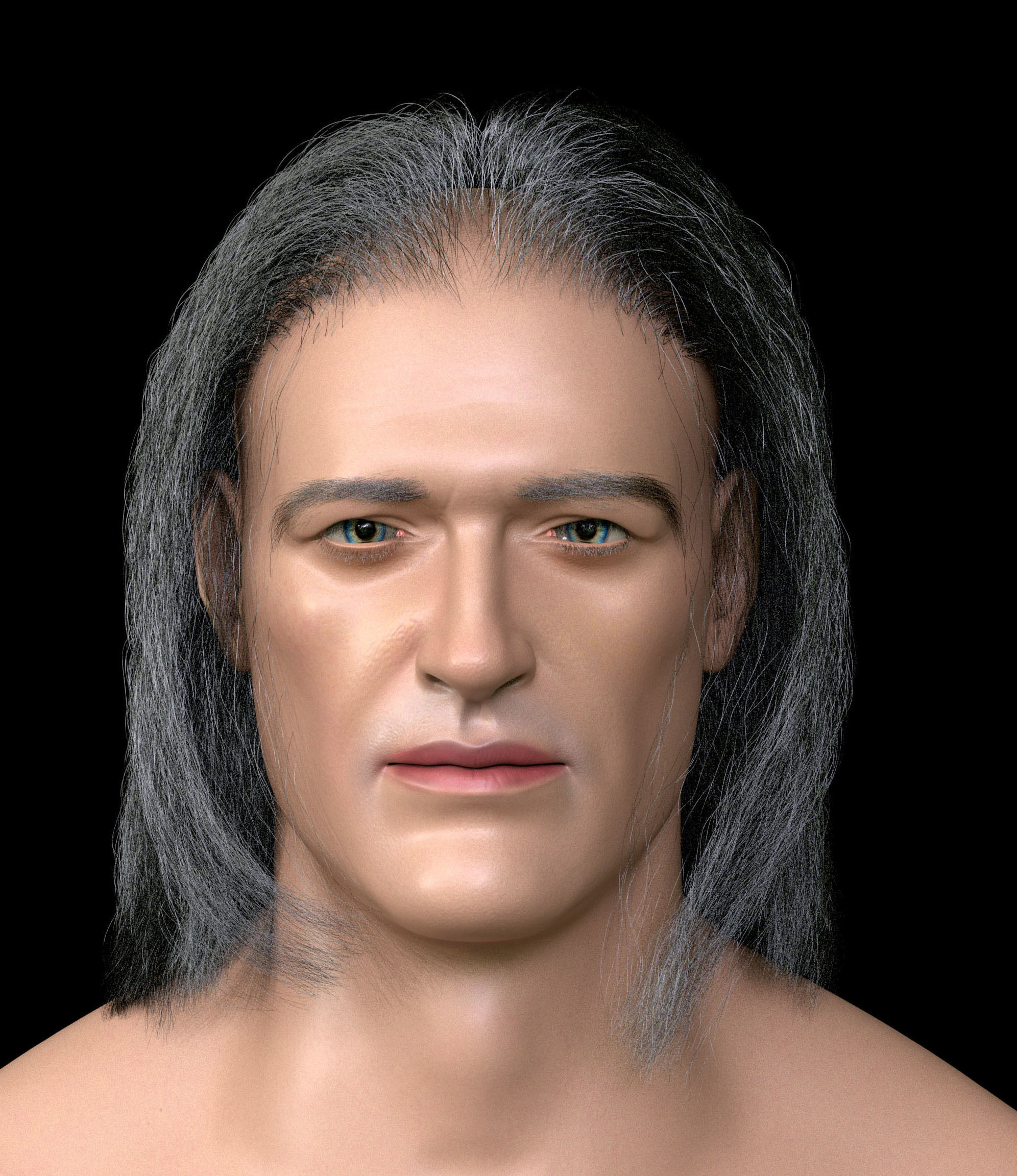 3d character man with hair Low-poly 3D model_1