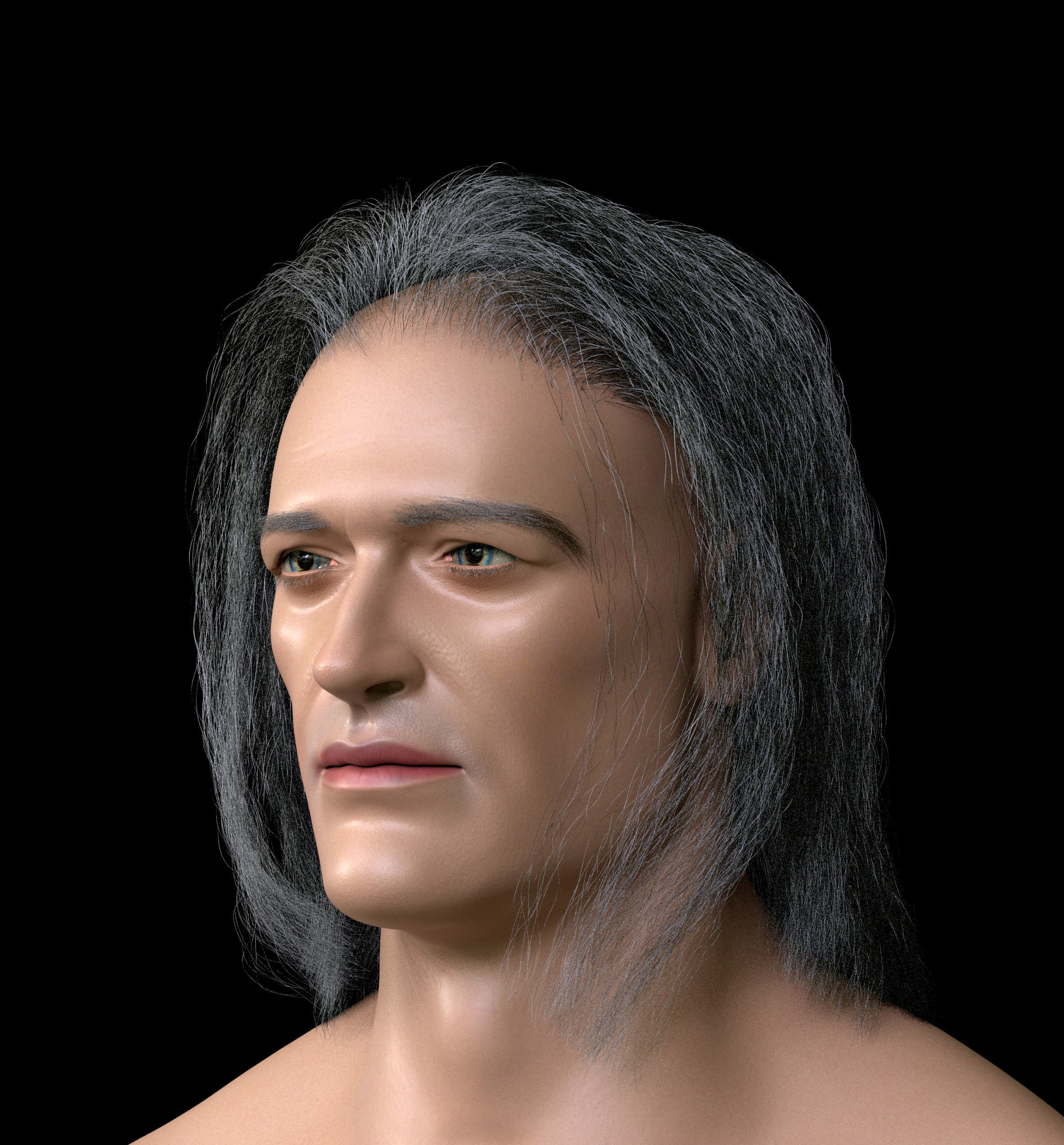 3d character man with hair Low-poly 3D model_2