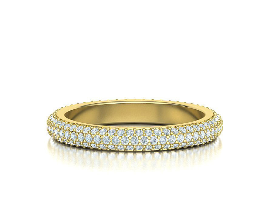 3 ROW DIAMOND WEDDING BAND 3dmodel THICK version 3D print model_7