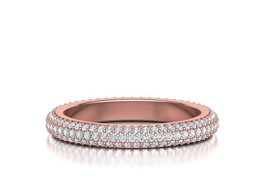 3 ROW DIAMOND WEDDING BAND 3dmodel THICK version 3D print model_8