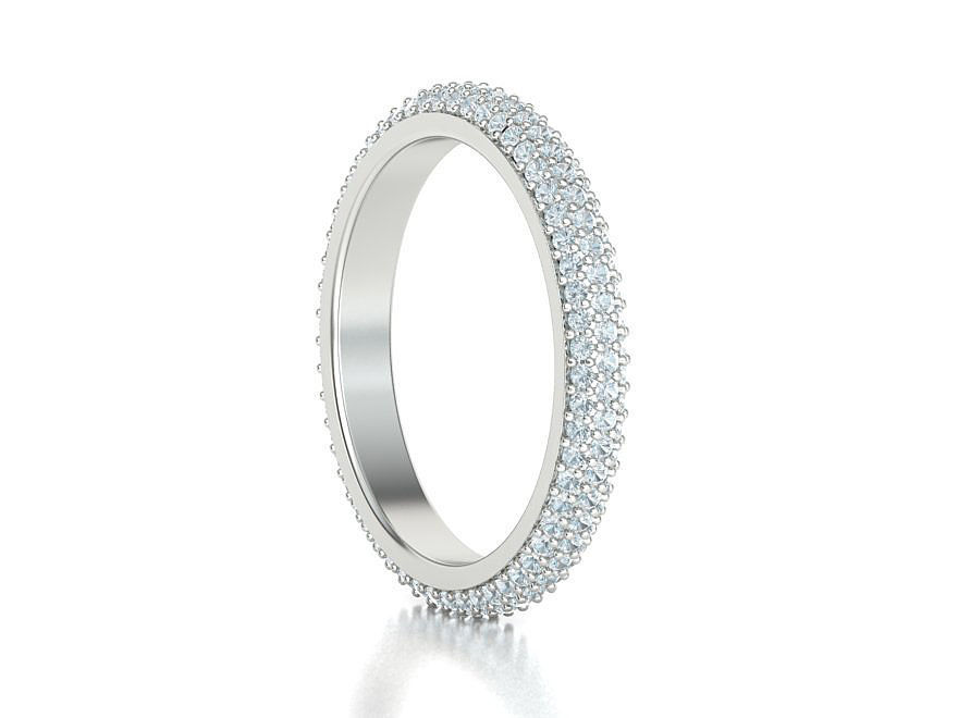 3 ROW DIAMOND WEDDING BAND 3dmodel THICK version 3D print model_18