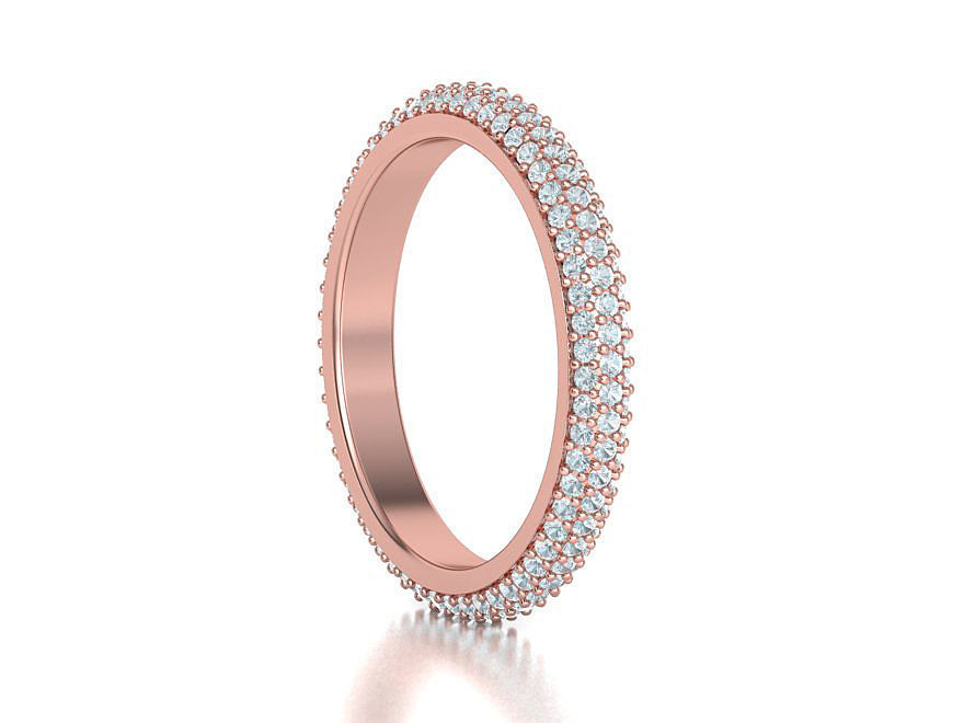3 ROW DIAMOND WEDDING BAND 3dmodel THICK version 3D print model_20