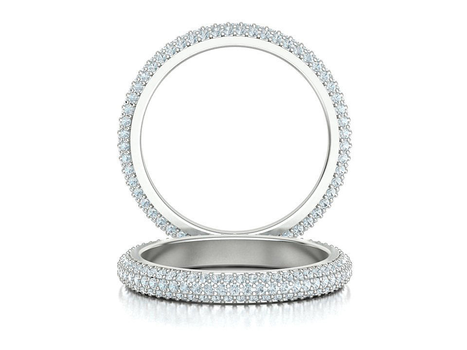 3 ROW DIAMOND WEDDING BAND 3dmodel THICK version 3D print model_3