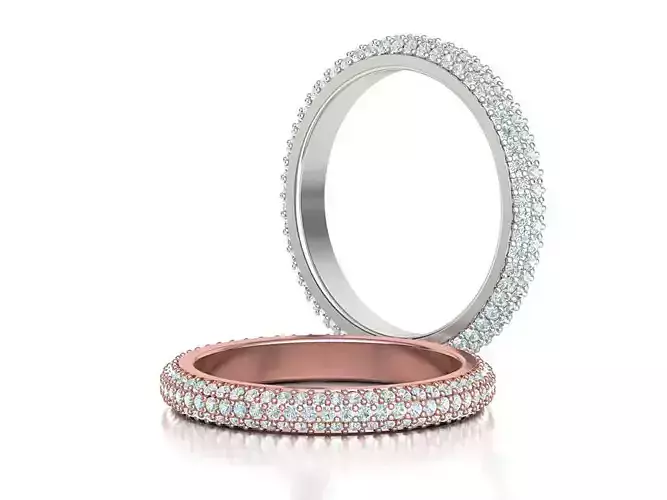 3 ROW DIAMOND WEDDING BAND 3dmodel THICK version 3D print model