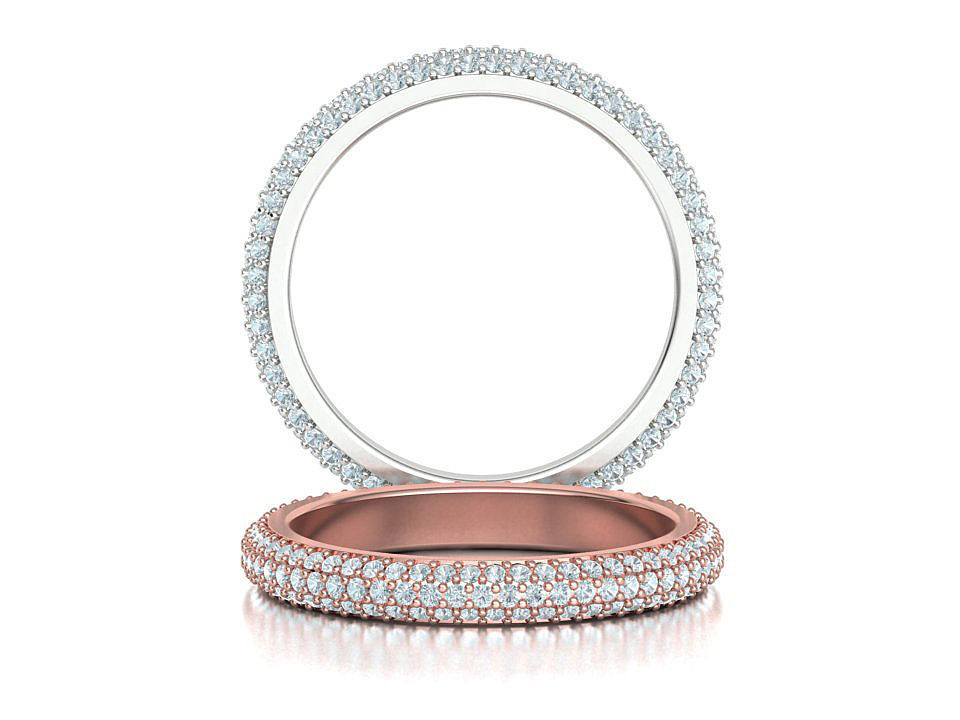 3 ROW DIAMOND WEDDING BAND 3dmodel THICK version 3D print model_2