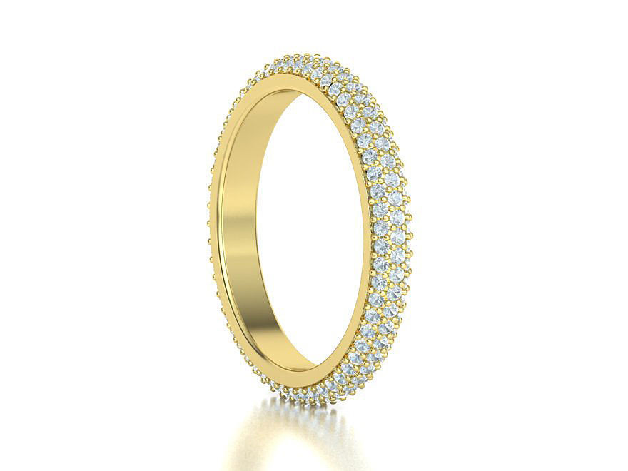 3 ROW DIAMOND WEDDING BAND 3dmodel THICK version 3D print model_19
