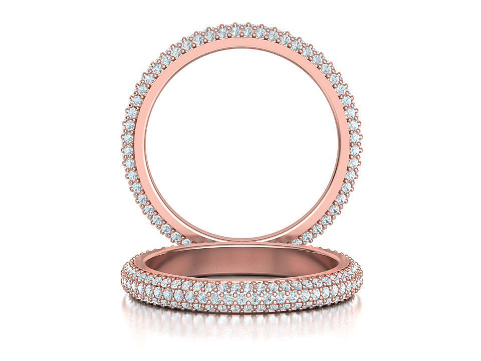 3 ROW DIAMOND WEDDING BAND 3dmodel THICK version 3D print model_5