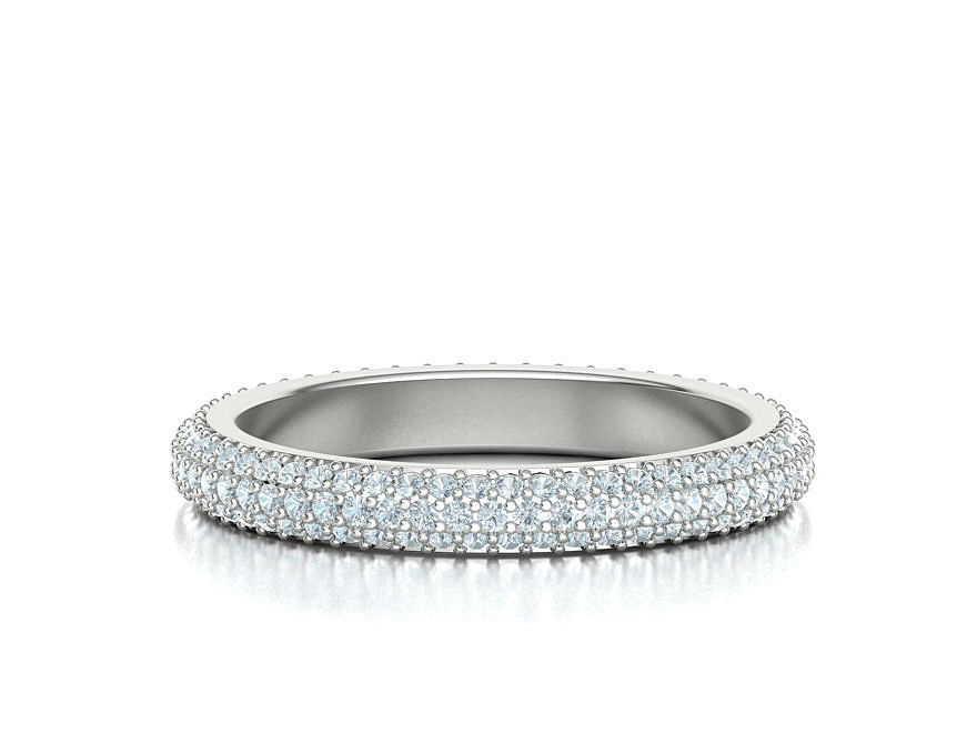 3 ROW DIAMOND WEDDING BAND 3dmodel THICK version 3D print model_6