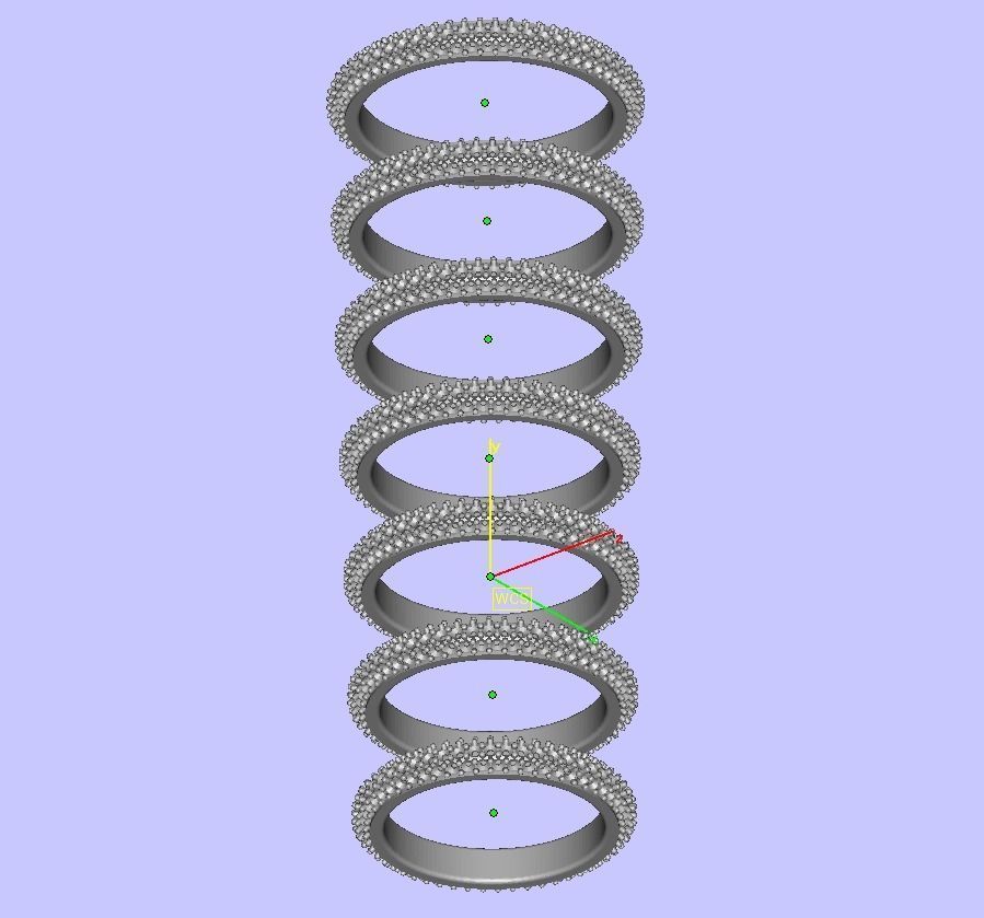 3 ROW DIAMOND WEDDING BAND 3dmodel THICK version 3D print model_17