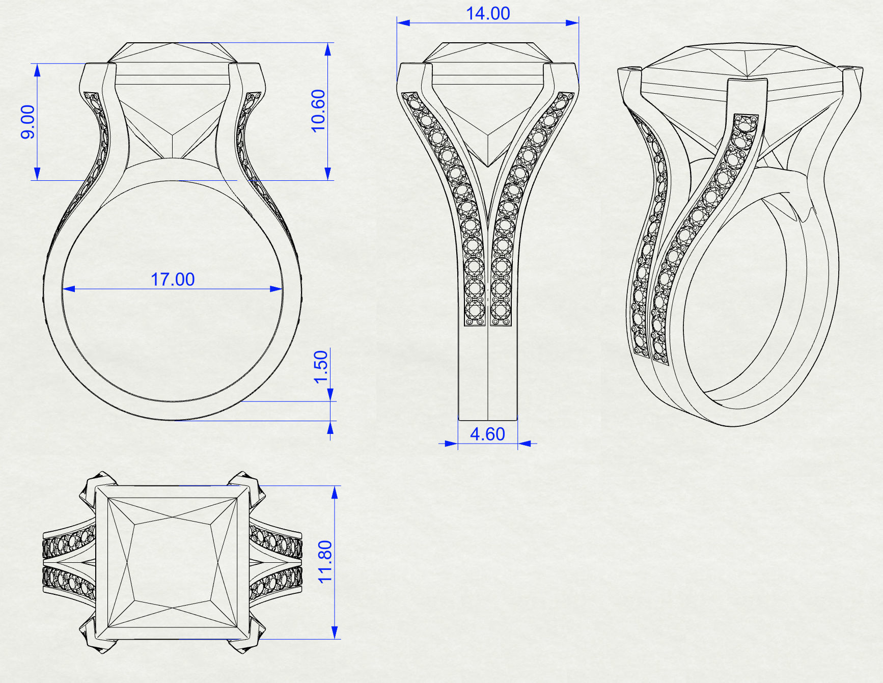 Ring Four Ribbons 3D print model_7
