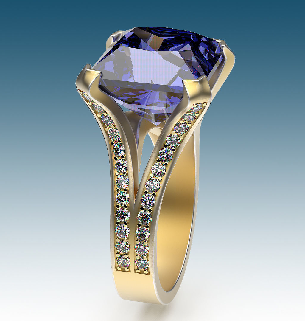 Ring Four Ribbons 3D print model_1