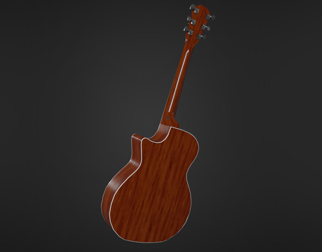 Clean Acoustic Guitar Low-poly 3D model_2